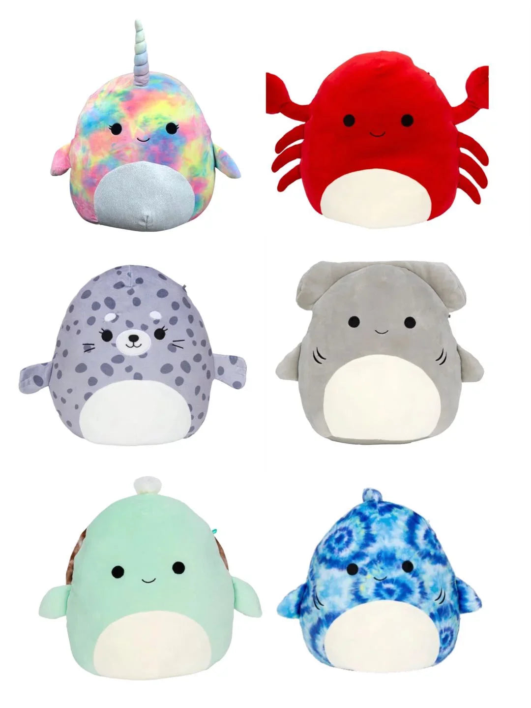 Kellytoy 5" 6 Set Toy Piece Squishmallow Plush #A Series Sea-Life