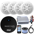 Radio 120W Style USB Kit, Audio Bundle Speaker Antenna x Gauge Boat 4 w/ White AUX Bundle: Bluetooth 4-Channel 6.5'' Amp Pyle Wiring Speakers, Wire, 21-29' Receiver Marine Marine Combo Pontoon with