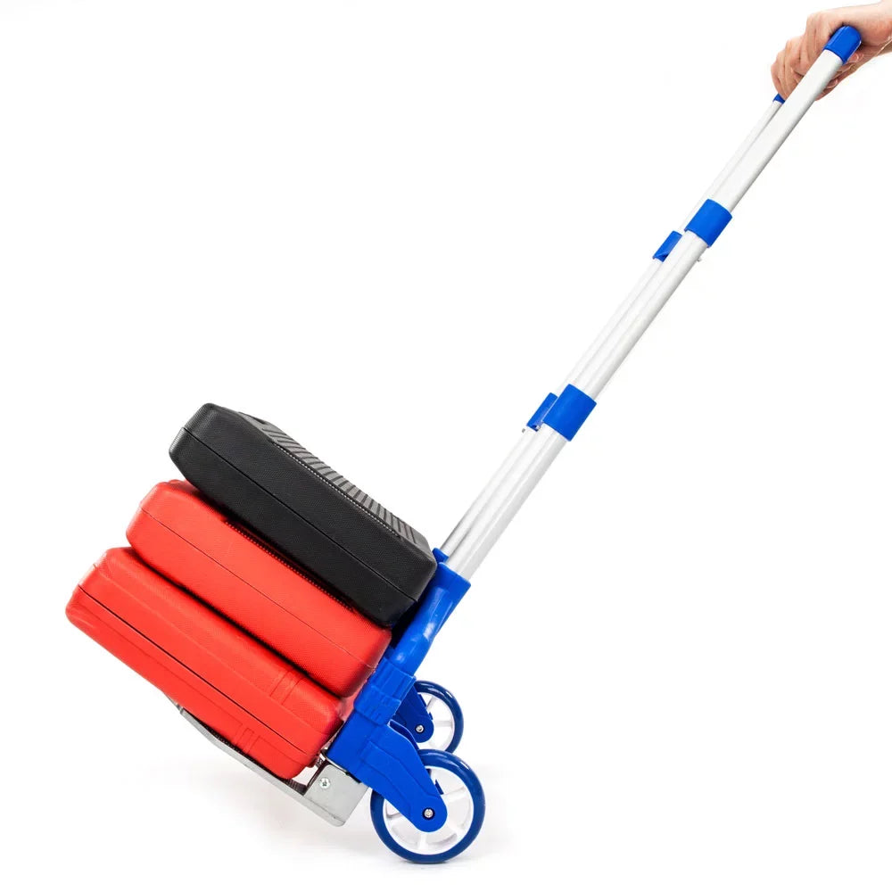 Cart with Heavy-Duty Hand Dolly, and Aluminum 165 Truck Handle Truck, Folding QEEK Folding Hand Trolley Rubber Portable Telescoping and Blue Capacity Luggage Hand Wheels, Cart, lb