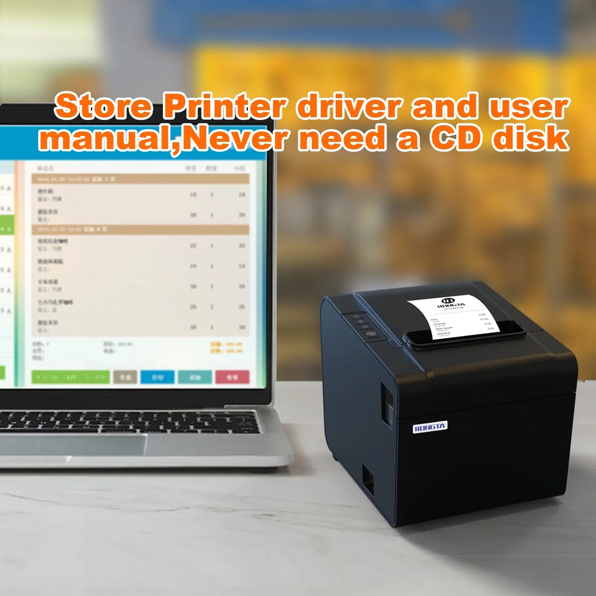 Printer, Auto Receipt Printer Drawer,USB Cash Printer, Kitchen Support with RONGTA USB Interface Optional (RP326) 80mm Cutter POS Ethernet Thermal for Restaurant Windows/Mac/Linux Serial