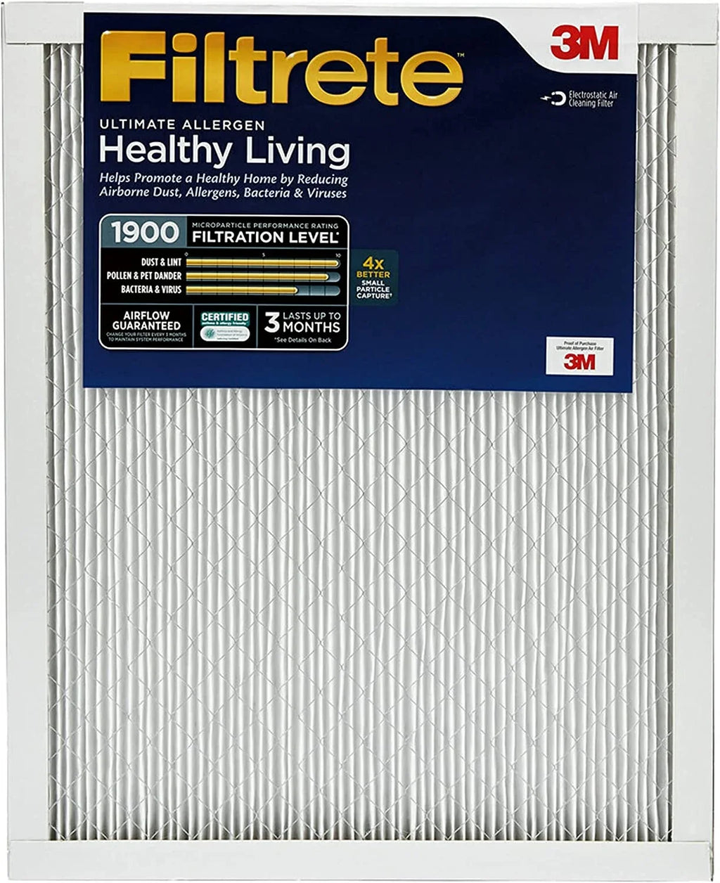 1-Inch 1900, Filters Allergen 13, MPR Pleated MERV Ultimate Filtrete Living Air 2 Filter, 3-Month Air Filters, Healthy