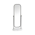 Modern Full-Length Mirror with Marble Base and Metal Frame