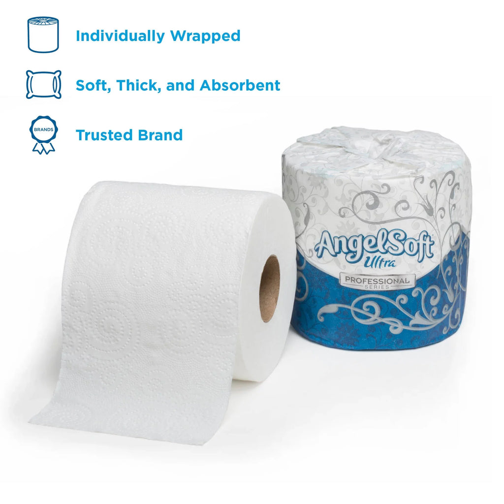 Sheets/Roll GP 4.50" Soft For Toilet 60 Angel Restroom Ultra - PRO - Paper - Ply - Absorbent x Embossed 4.05" Soft, / 2 Professional - White by - Septic Series 400 Carton Safe,