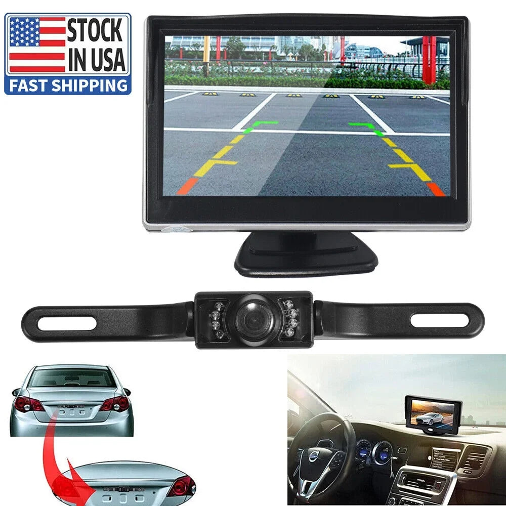 Monitor Wireless Backup Kit Vision Night Rear Waterproof Camera View KingFurt Car HD 5"