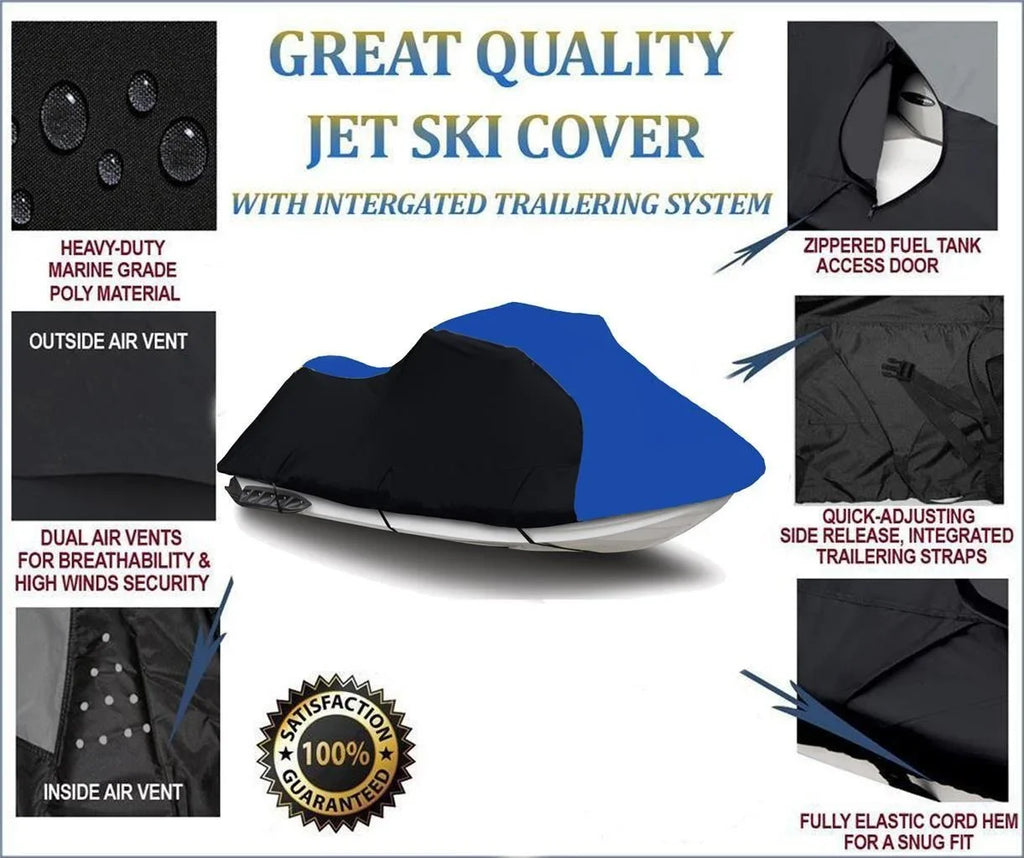 Cover 2007 YAMAHA TOP SKI HEAVY-DUTY, Seater 2003 2004 JET 2008 OF Ski 2006 BLUE 2 BLACK Jet / LINE 2005 Compatible Cover THE PWC GP1300R for